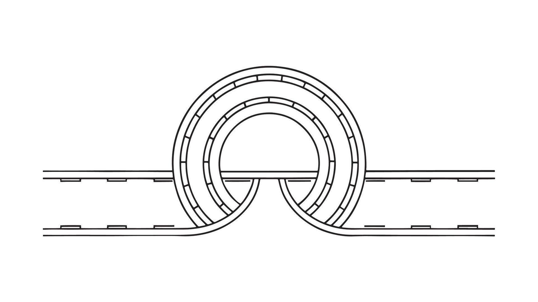 Ring road continuous line art flat illustration on white background vector