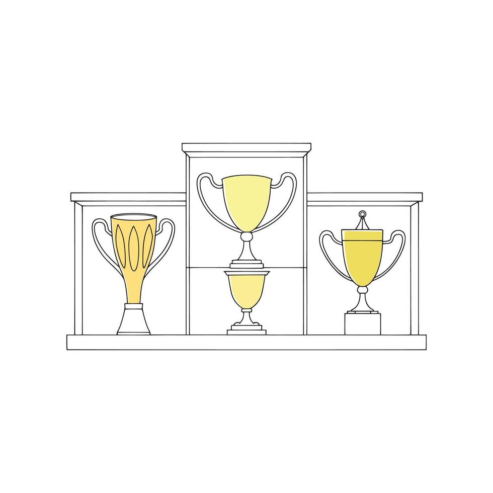 Trophy Case Miscellaneous Furniture isolated continuous line art flat illustration on white background. vector