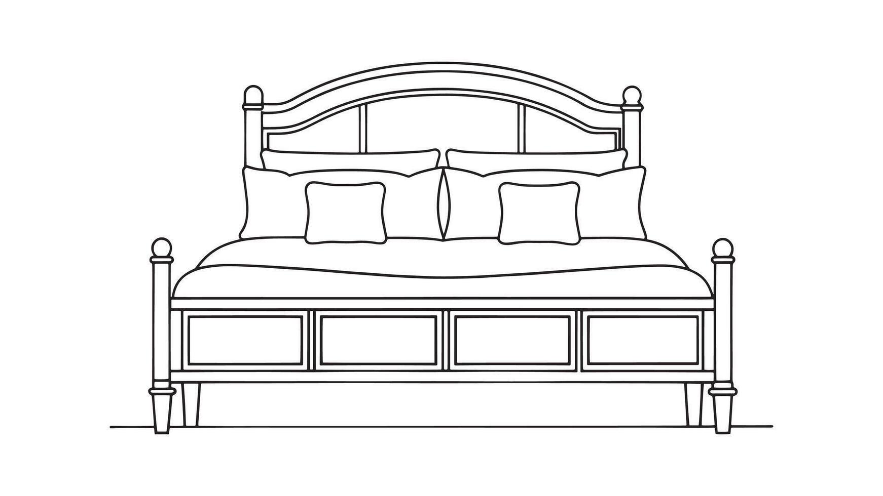 Footboard Bedroom Furniture isolated continuous line art flat illustration on white background vector
