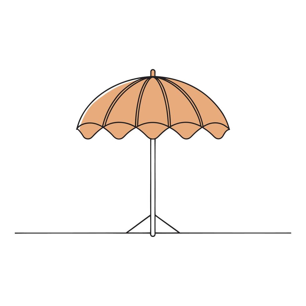 Umbrella Stand Outdoor Furniture isolated continuous line art flat illustration on white background vector