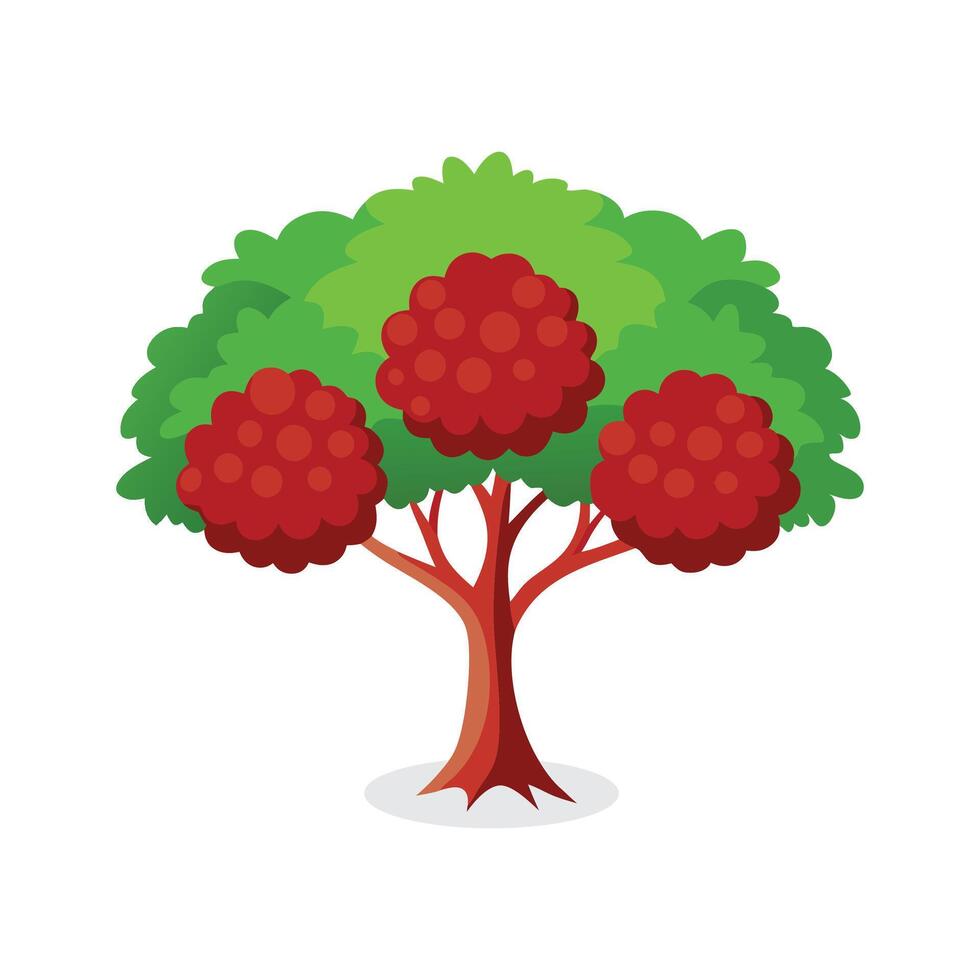Red Mulberry tree isolated flat illustration on white background vector