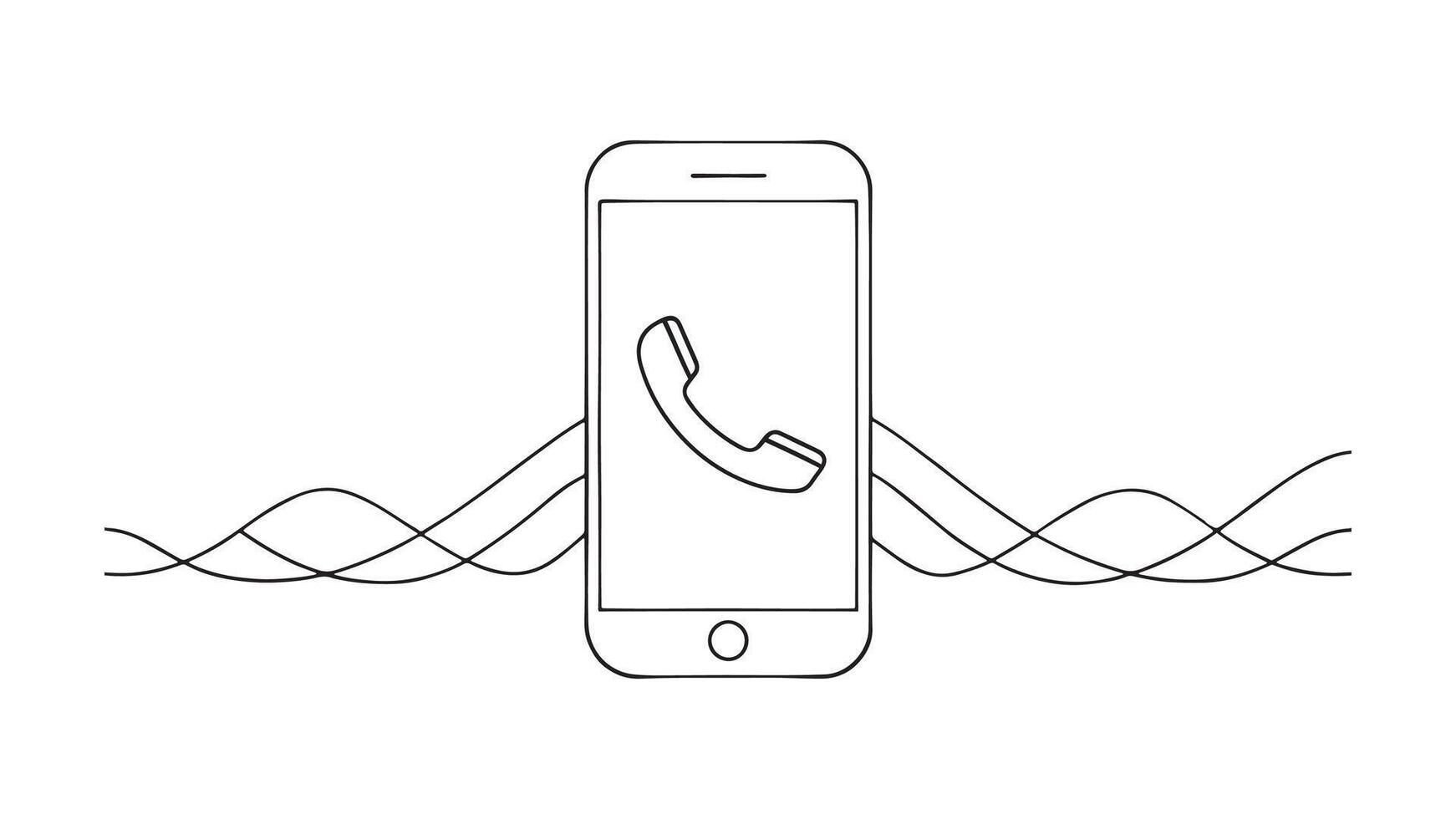 Close up of a mobile phone featuring the Google Voice app continuous line art flat illustration on white background vector