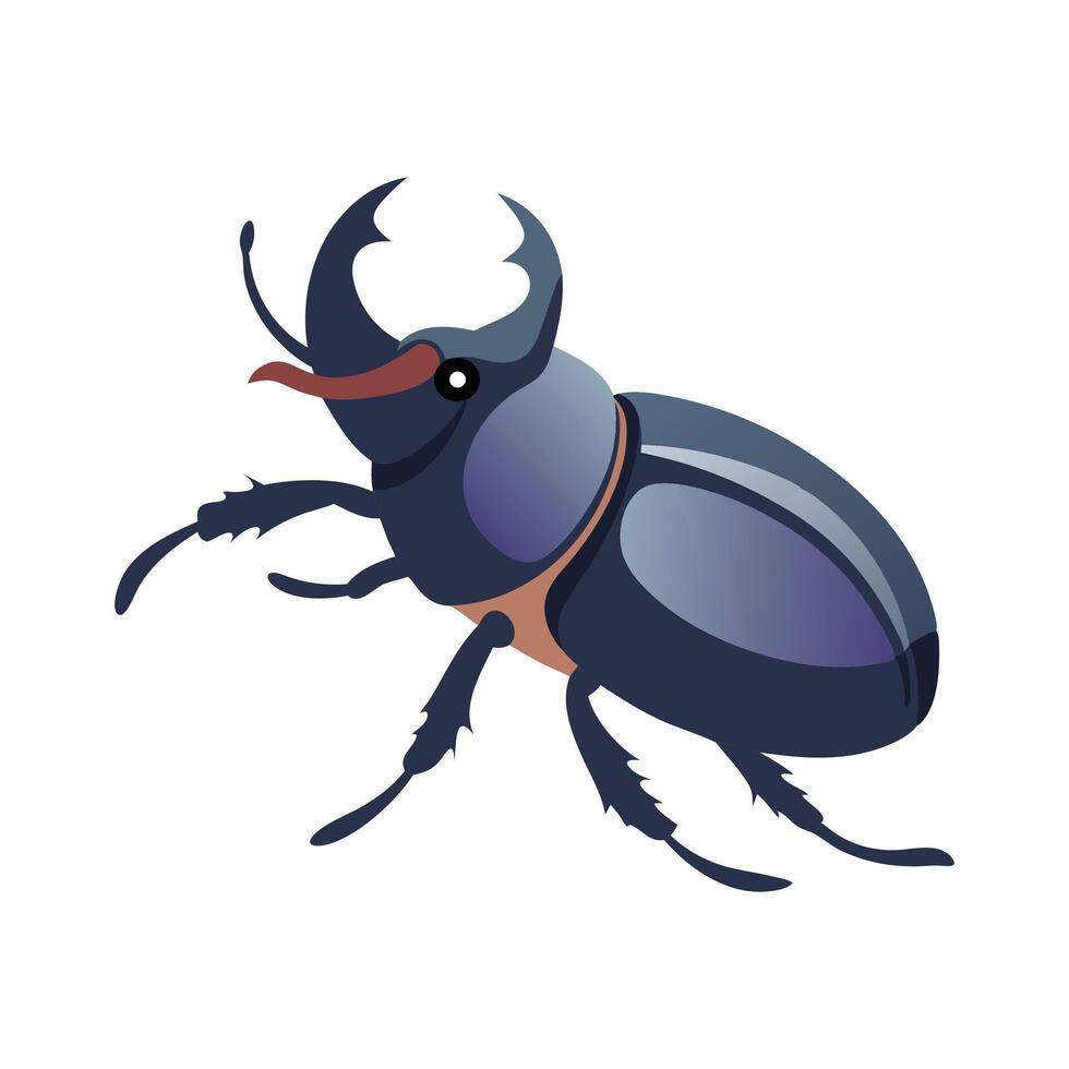 Rhinoceros Beetle insect isolated flat illustration white background vector