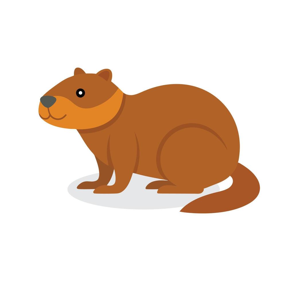 Beaver animal isolated flat illustration on white background. vector