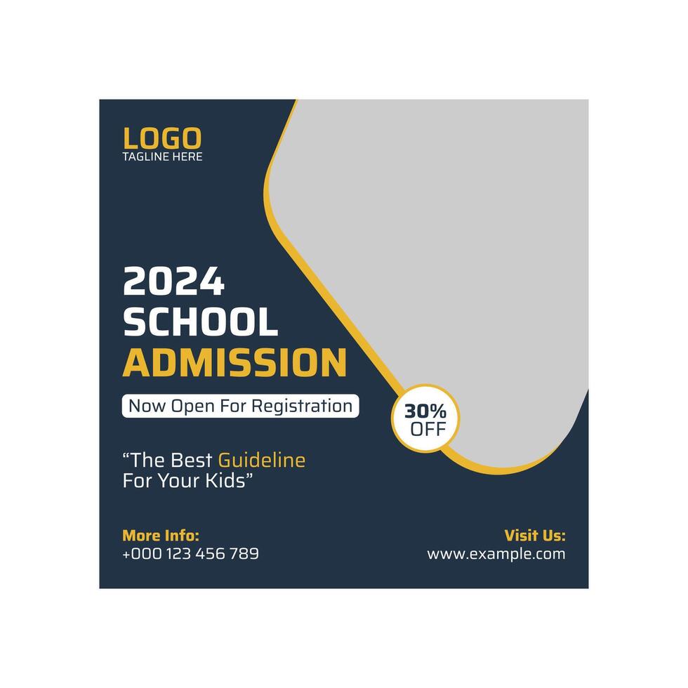 templates for social media postings and web banners advertising school admissions vector
