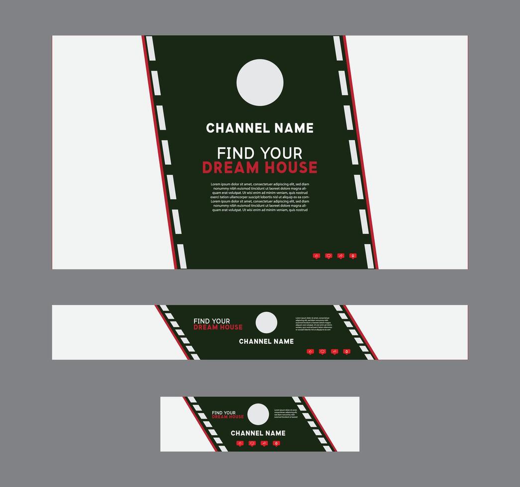 A set of three banners with a red stripe and white background vector