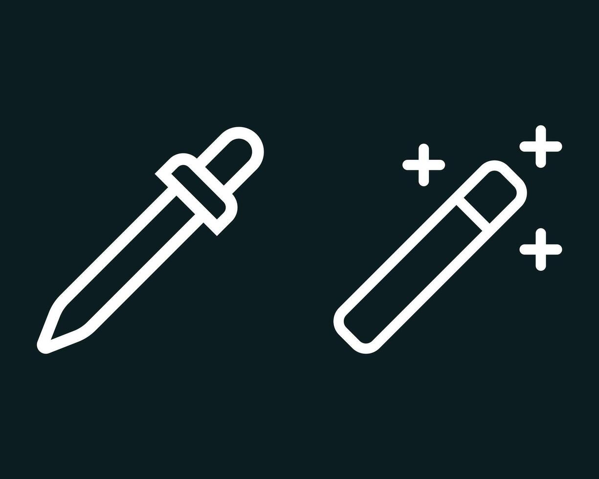 Magic Wand Tool And Eye Dropper tool Icon Set. Eye Dropper. Magic Wand Tool. vector