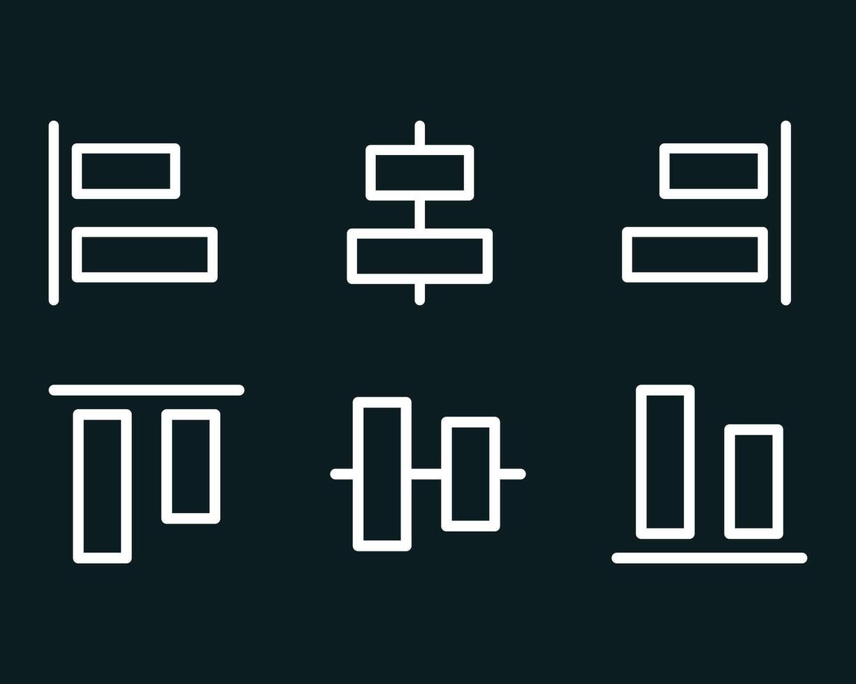 Alignment Icon Set. Alignment or text align set with left, right, center and justify line art icons. vector