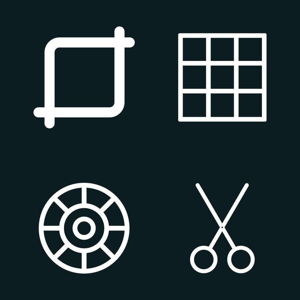 Edit Icon Collection. Crop Icon, Scissor icon, Square Shape edit icon. Rounded edit. Design and Drawing Line Icons. vector
