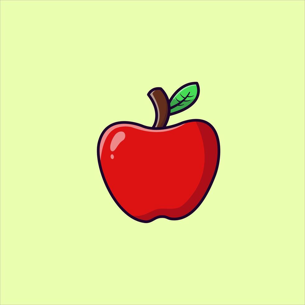 Apple Cartoon Illustration. Organic Food Concept. Flat Cartoon Style. vector