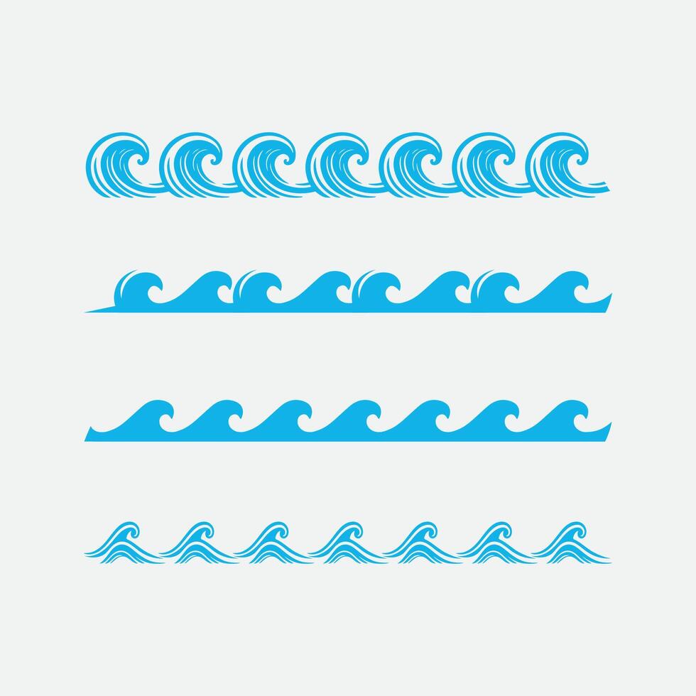 wave and water Isolated round shape logo Blue color Sea, ocean, river surface vector