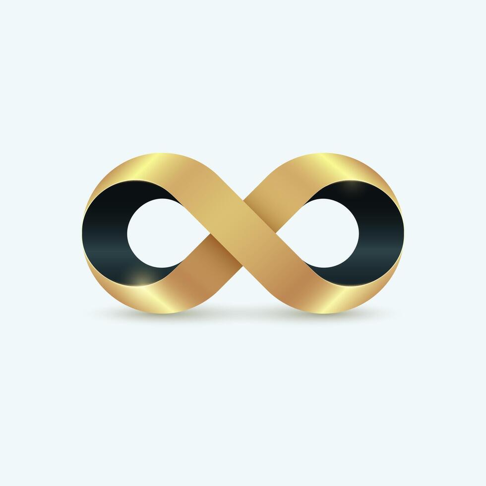 Infinity logo in golden 3d style. vector