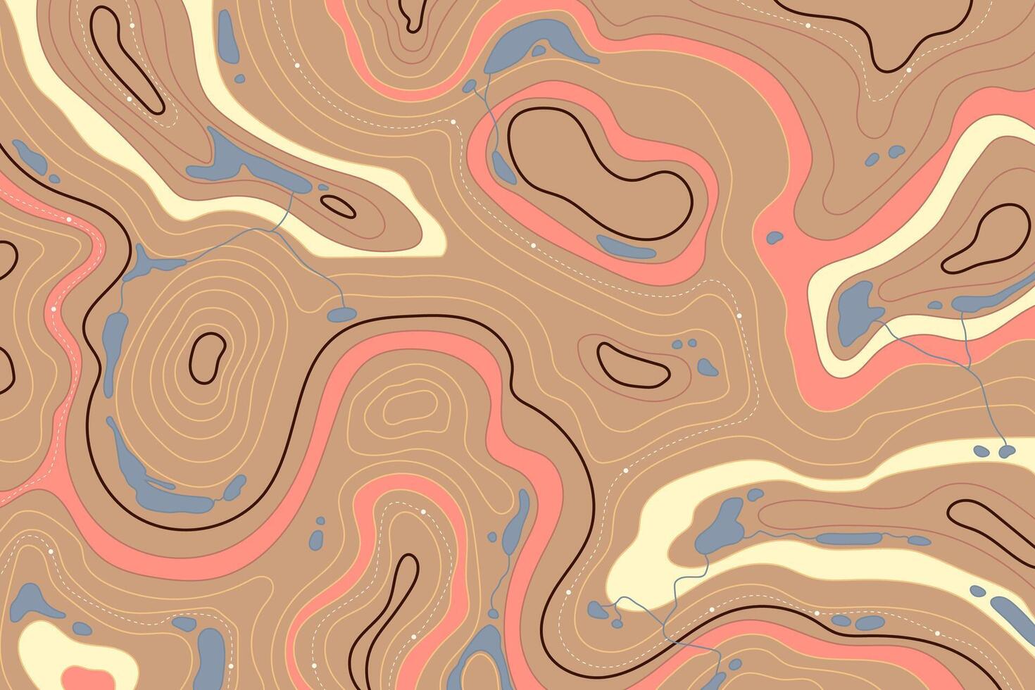 Mountain relief. Topographic map, abstract wavy lines. vector
