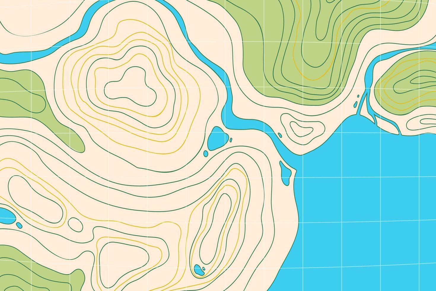 Topographic map with abstract wavy lines. Mountain relief vector