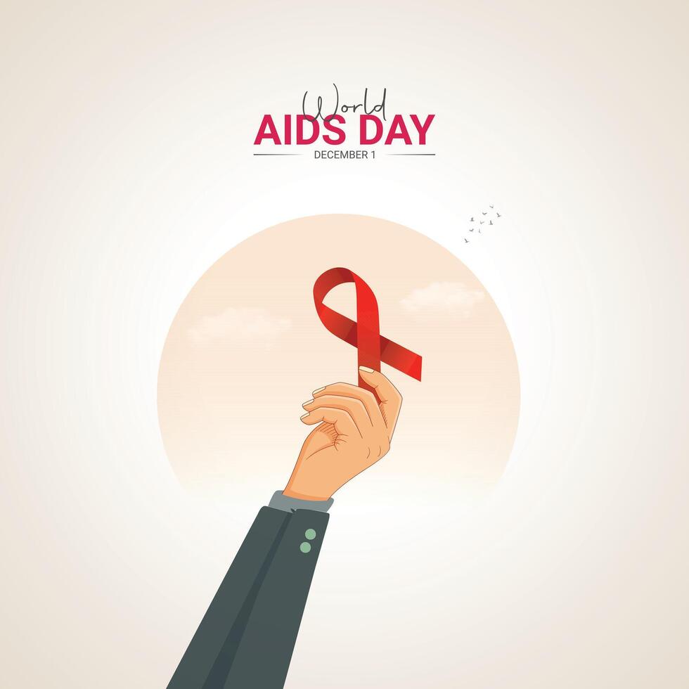 World Aids Day, Red Ribbon creative ads vector
