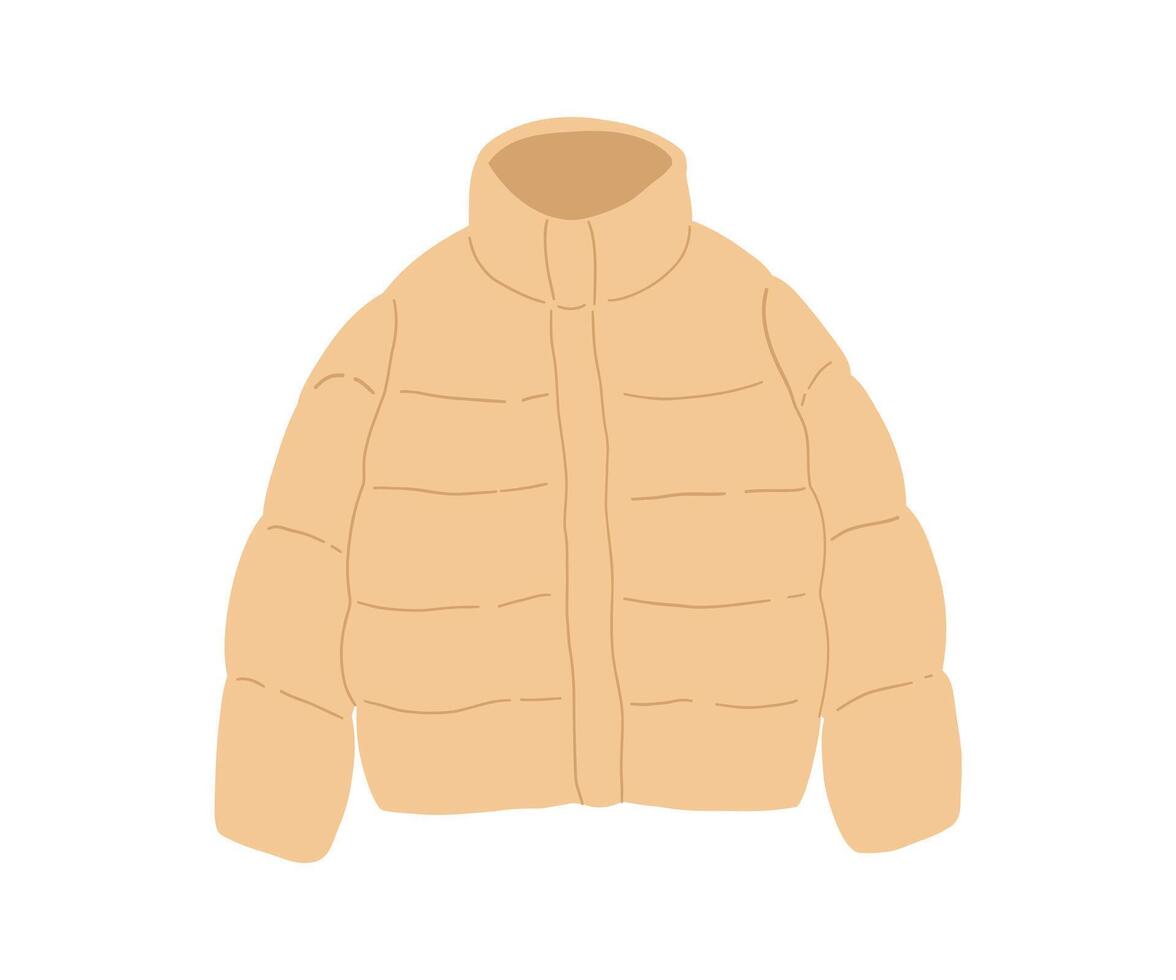 Warm winter jacket drawn by hand. illustration in flat style. vector