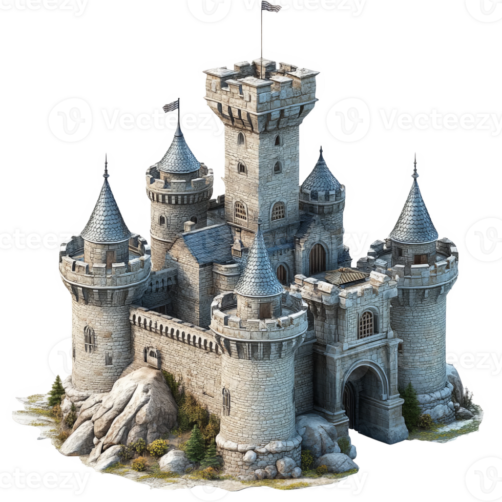 castle isometric transparent background png