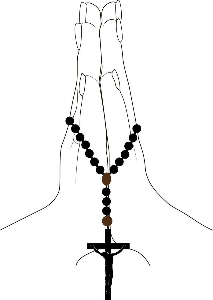 Hands in prayer. Symbol openness heart and desire for spiritual connection. Hope for divine guidance or support. Expression gratitude. Conversation with God. vector