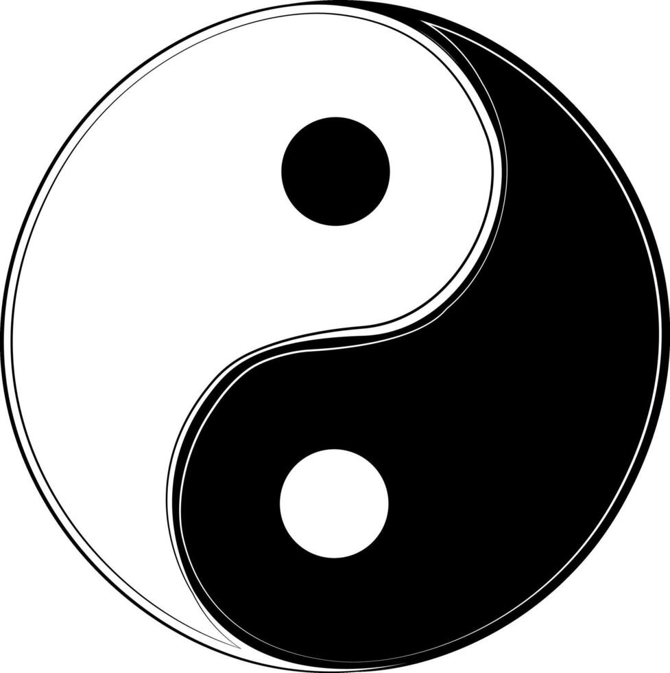 Yin and Yang. Taoism symbol. Black and white. Two opposite but complementary forces. Harmony and balance in life. vector