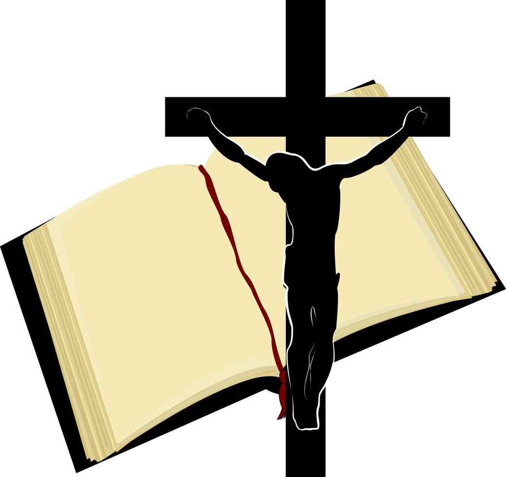 Bible is sacred scripture. Book about the life, teachings, death and resurrection of Jesus Christ, as well as the activities of his disciples. Historical chronicles, prophecies, laws and instructions. vector