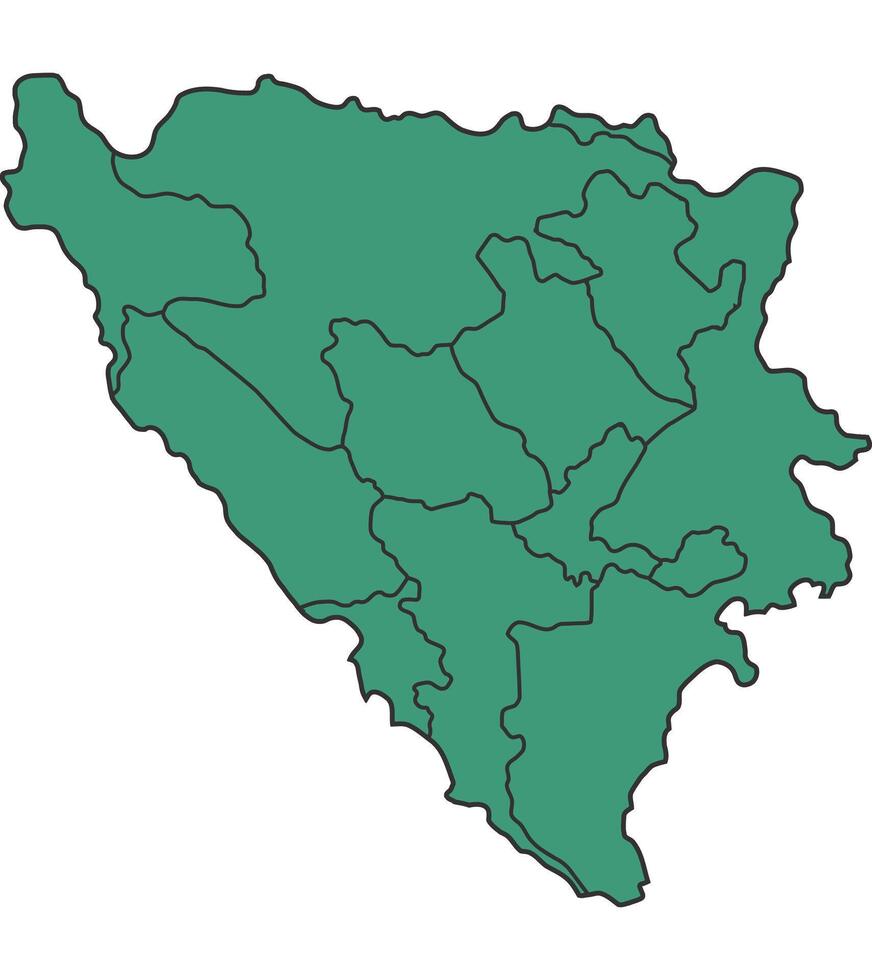 Green Bosnia simple map with states border outline illustration vector