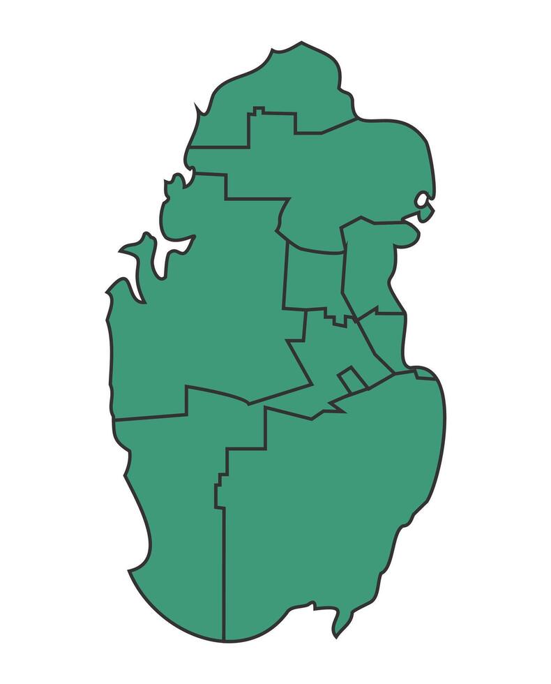 Green Qatar simple map with states border outline illustration vector