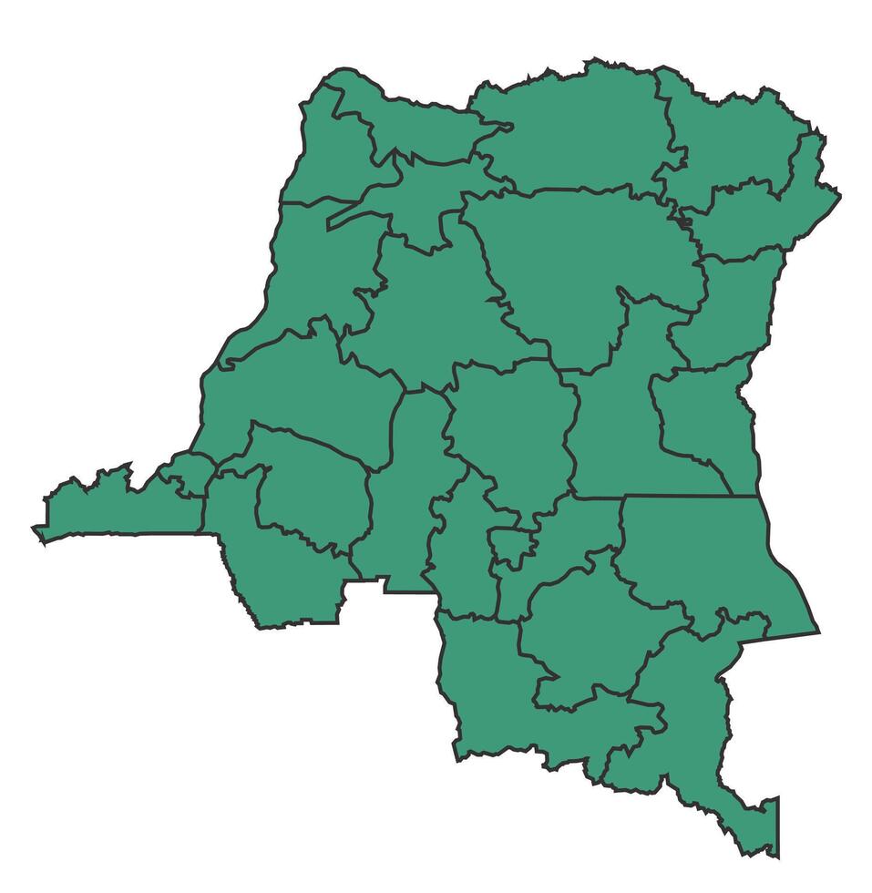 Green Democratic Republic of Congo simple map with states border outline illustration vector
