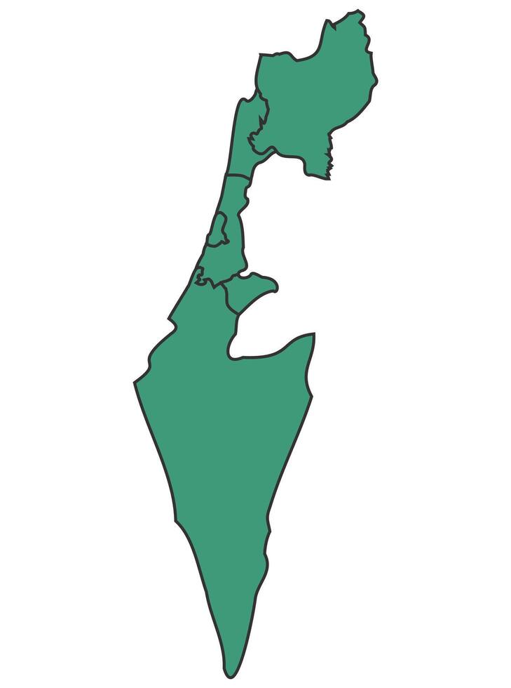 Green Israel simple map with states border outline illustration vector