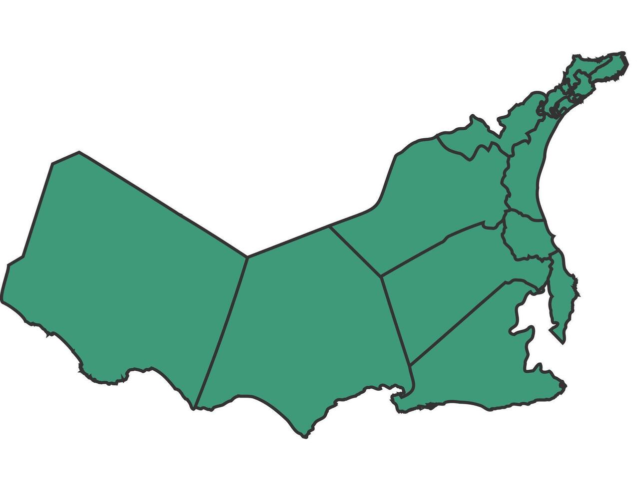 Green Oman simple map with states border outline illustration vector