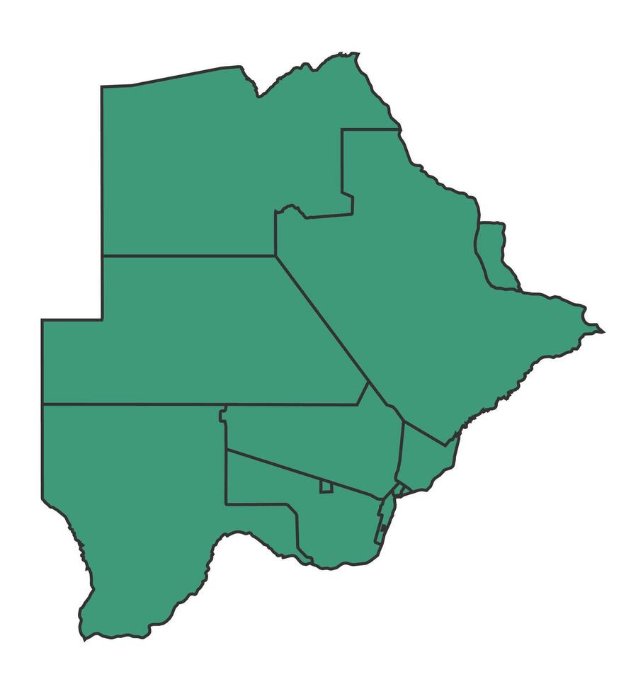 Green Botswana simple map with states border outline illustration vector