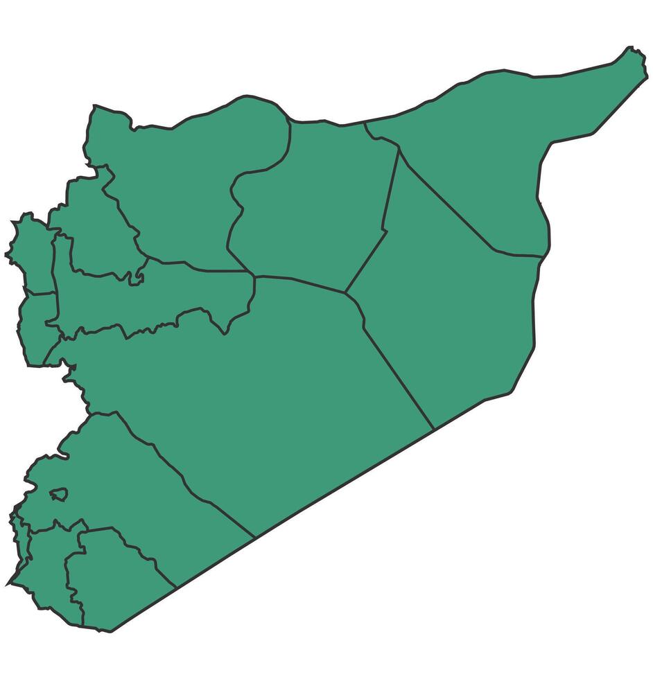 Green Syria simple map with states border outline illustration vector