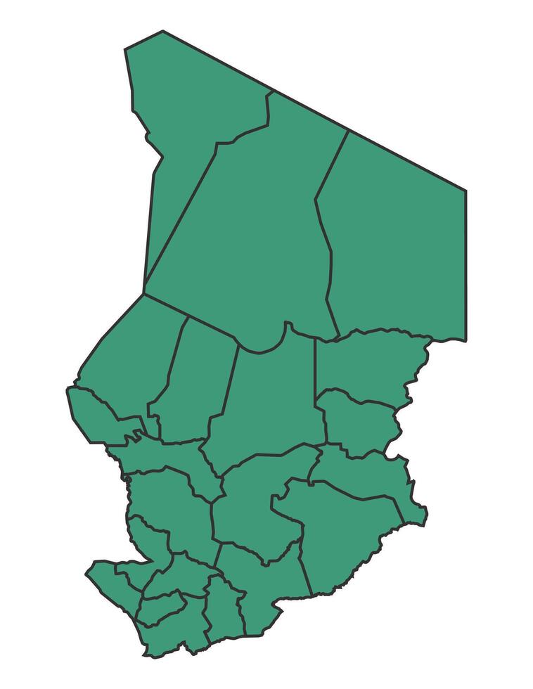 Green Chad simple map with states border outline illustration vector