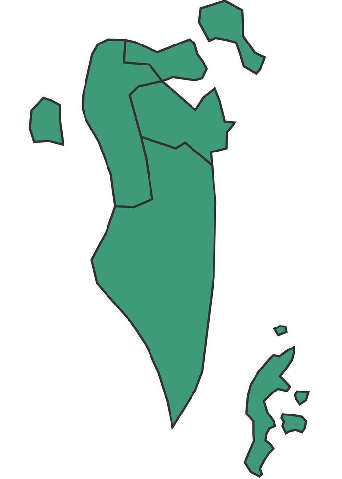 Green Bahrain simple map with states border outline illustration vector