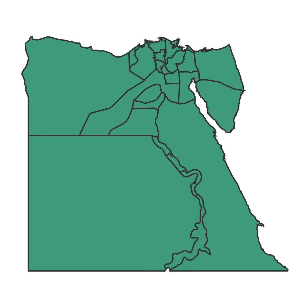 Green Egypt simple map with states border outline illustration vector