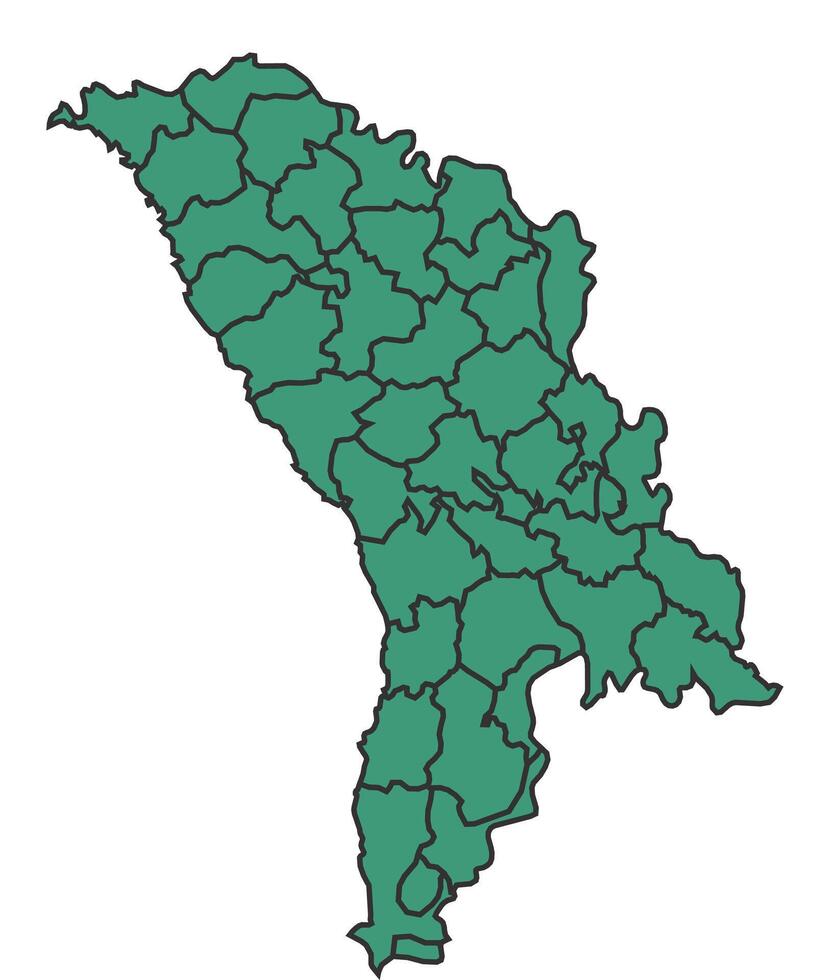 Green Moldova simple map with states border outline illustration vector