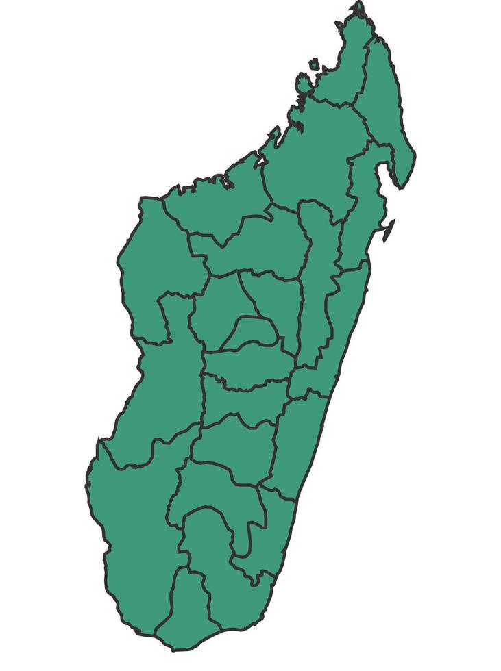 Green Madagascar simple map with states border outline illustration vector