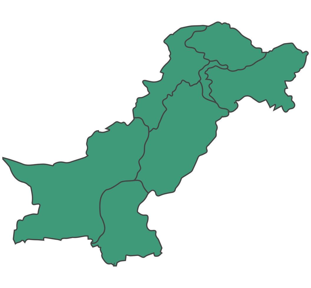 Green Pakistan simple map with states border outline illustration vector