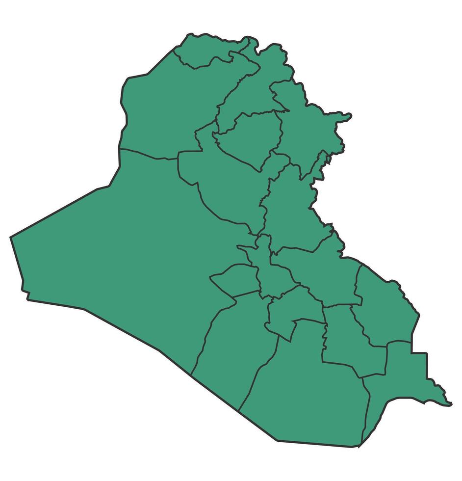 Green Iraq simple map with states border outline illustration vector