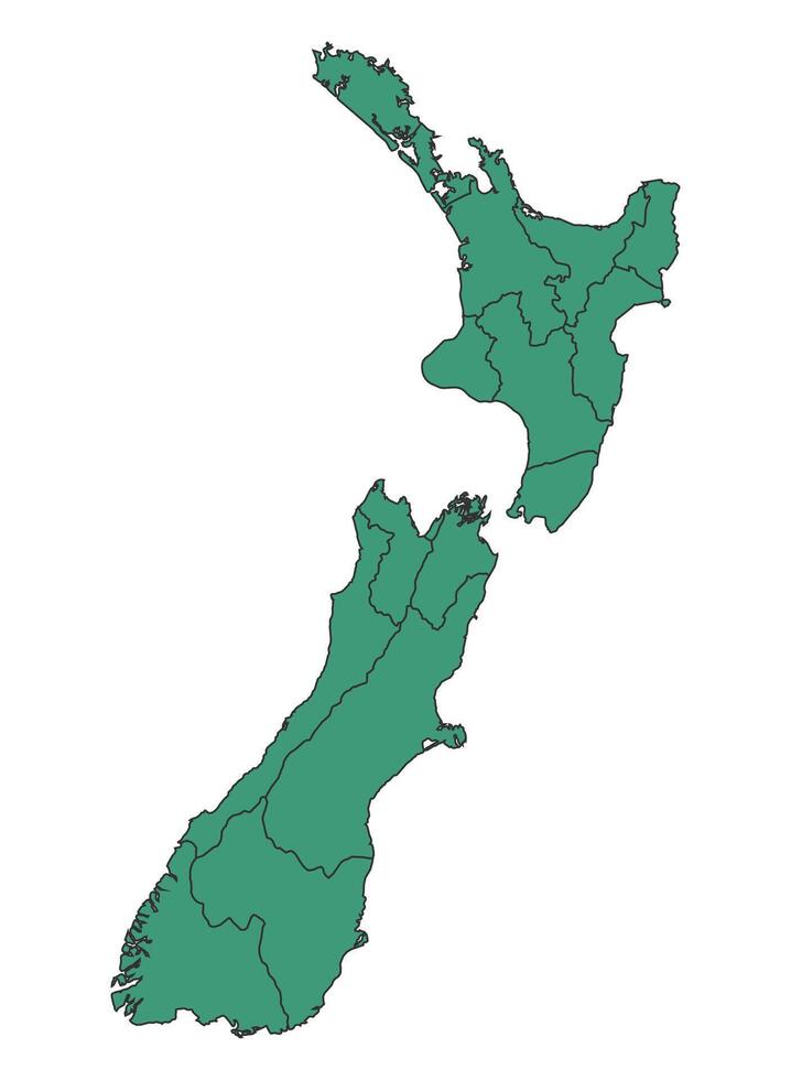 Green New Zealand simple map with states border outline illustration vector