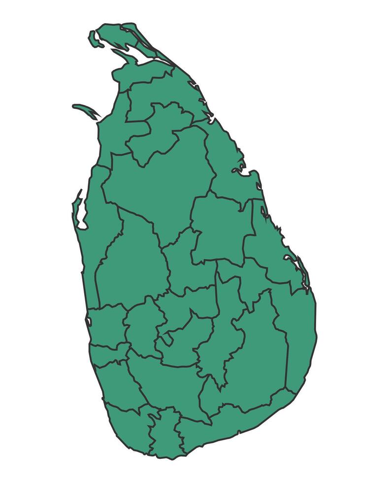 Green Sri Lanka simple map with states border outline illustration vector