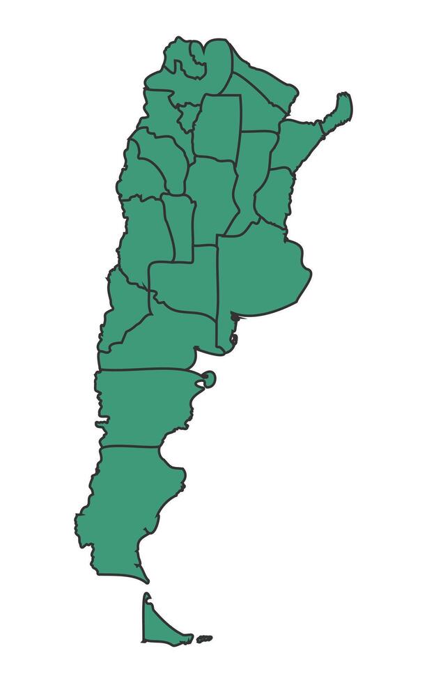 Green Argentina simple map with states border outline illustration vector