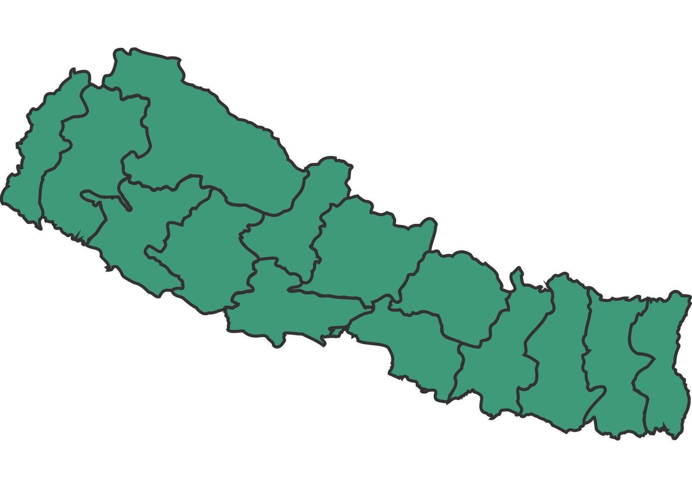 Green Nepal simple map with states border outline illustration vector