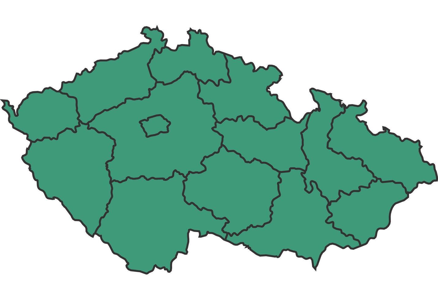 Green Czech Republic simple map with states border outline illustration vector