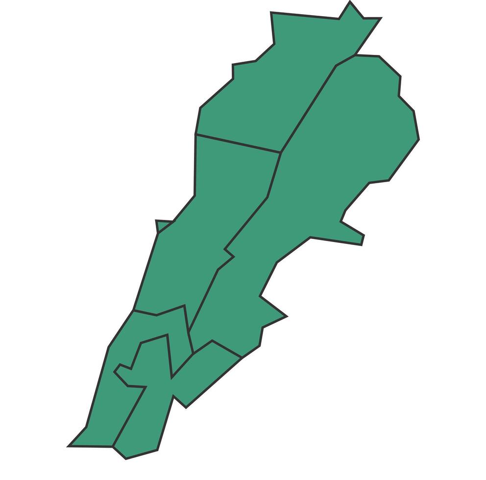 Green Lebanon simple map with states border outline illustration vector