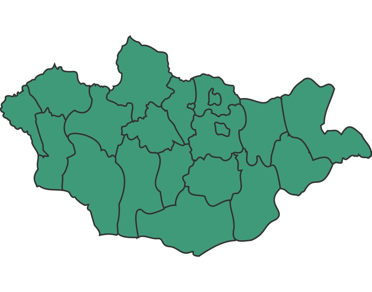 Green Mongolia simple map with states border outline illustration vector