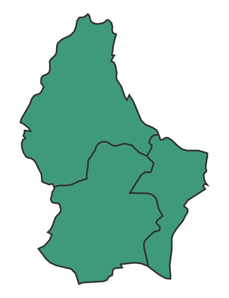 Green Luxembourg simple map with states border outline illustration vector