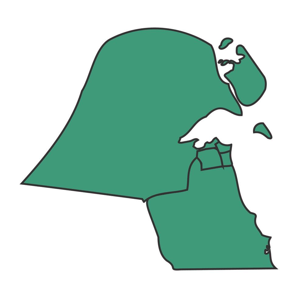 Green Kuwait simple map with states border outline illustration vector