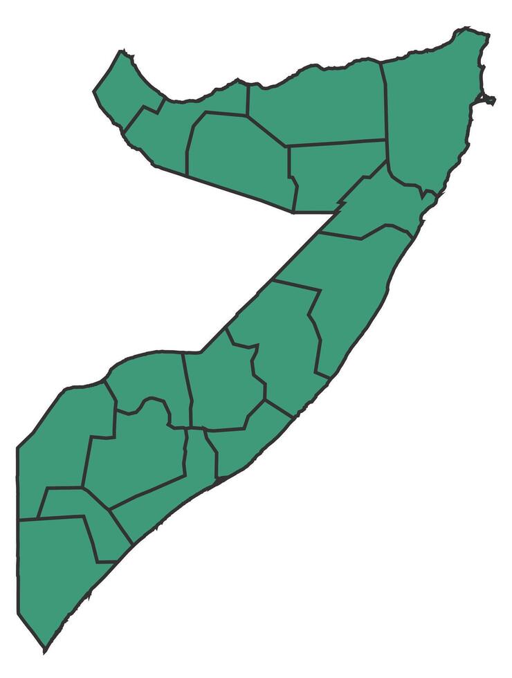 Green Somalia simple map with states border outline illustration vector