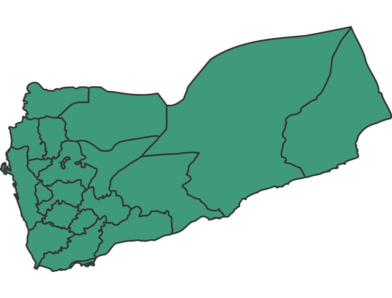 Green Yemen simple map with states border outline illustration vector