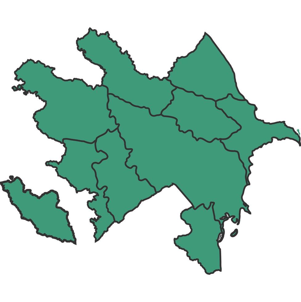 Green Azerbaijan simple map with states border outline illustration vector